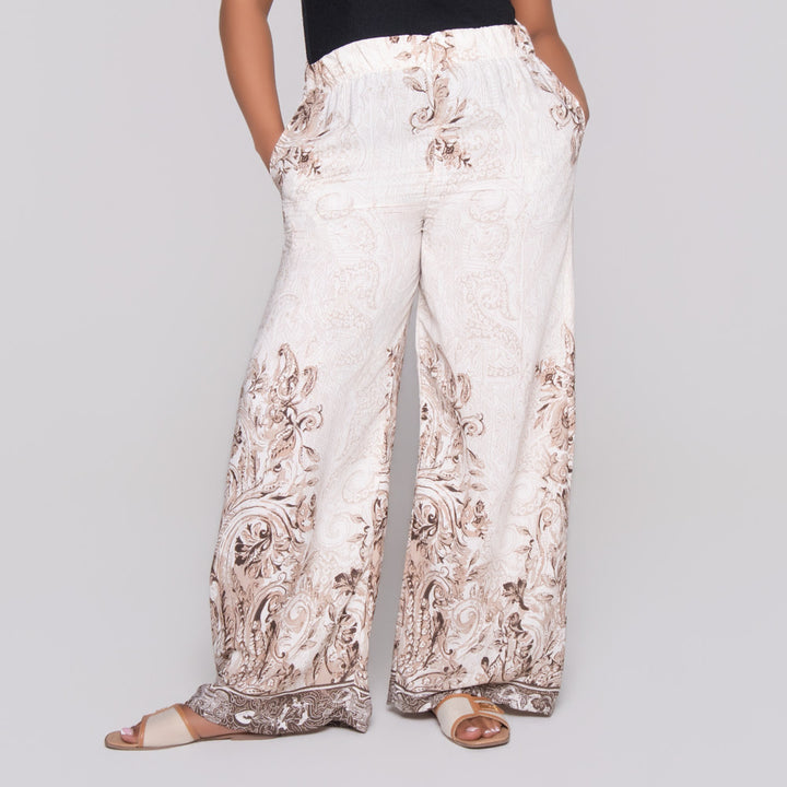 Border Print Linen Pants