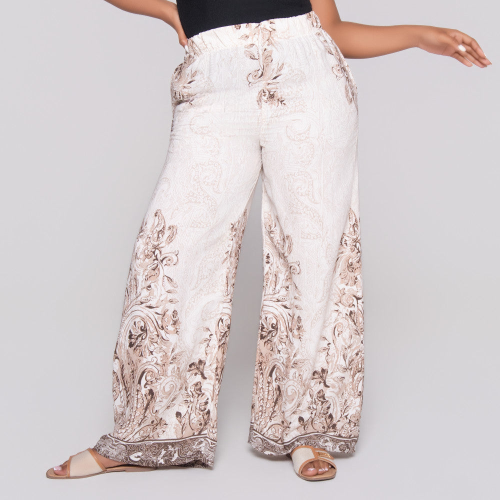Border Print Linen Pants