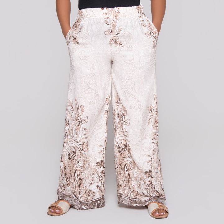 Border Print Linen Pants
