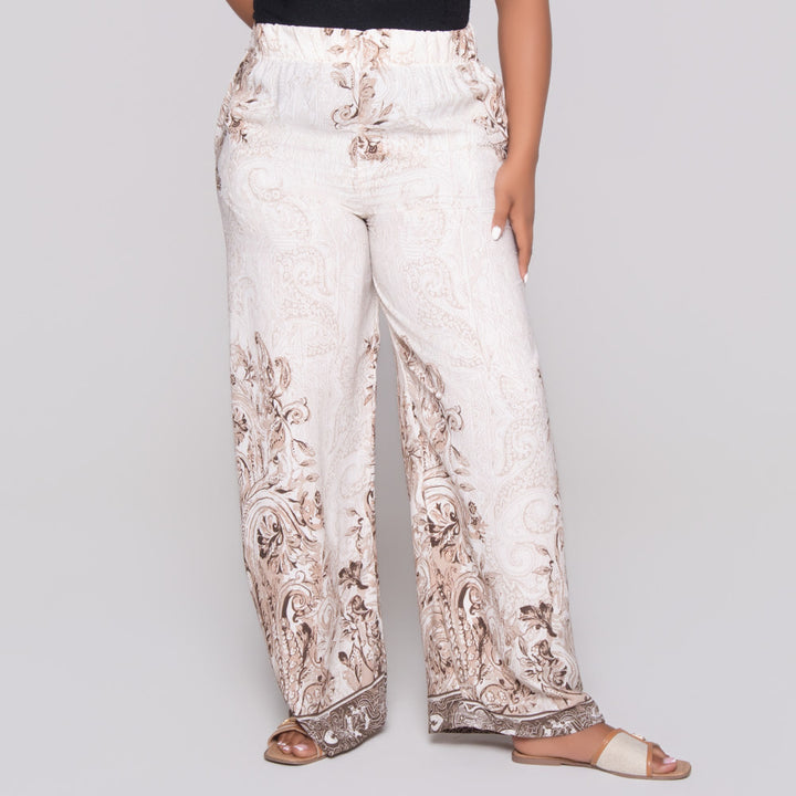 Border Print Linen Pants