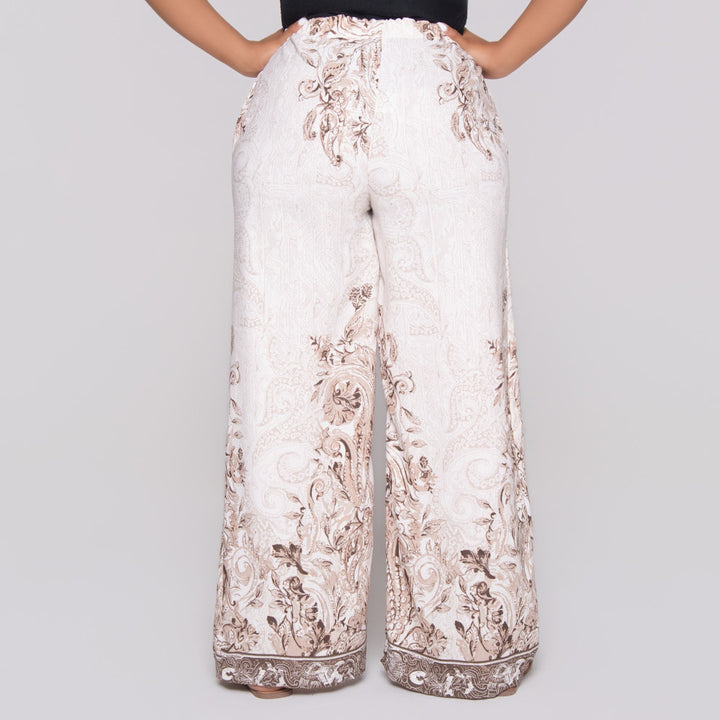Border Print Linen Pants