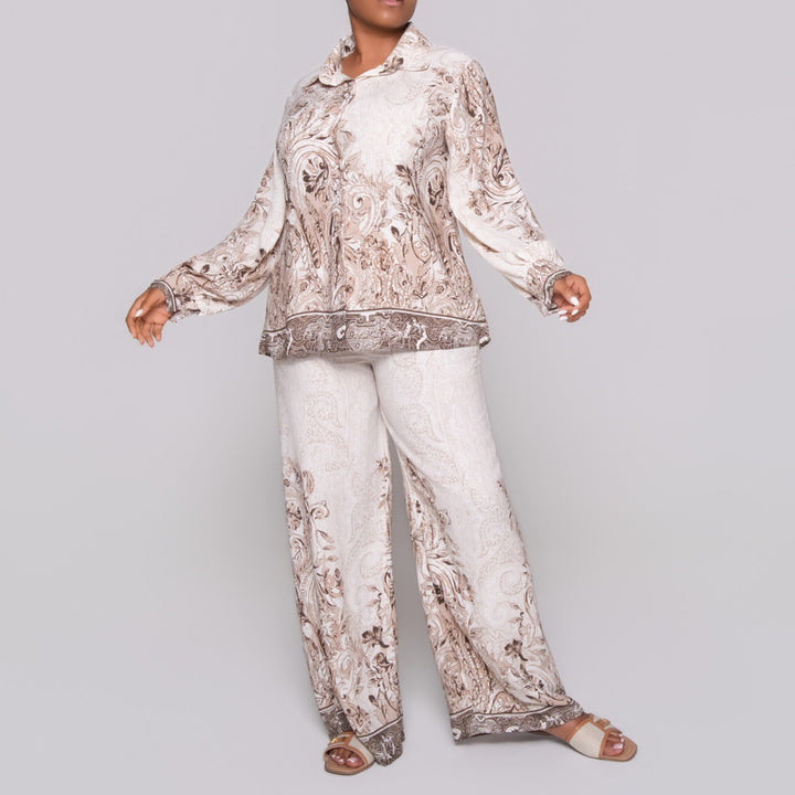 Border Print Linen Pants
