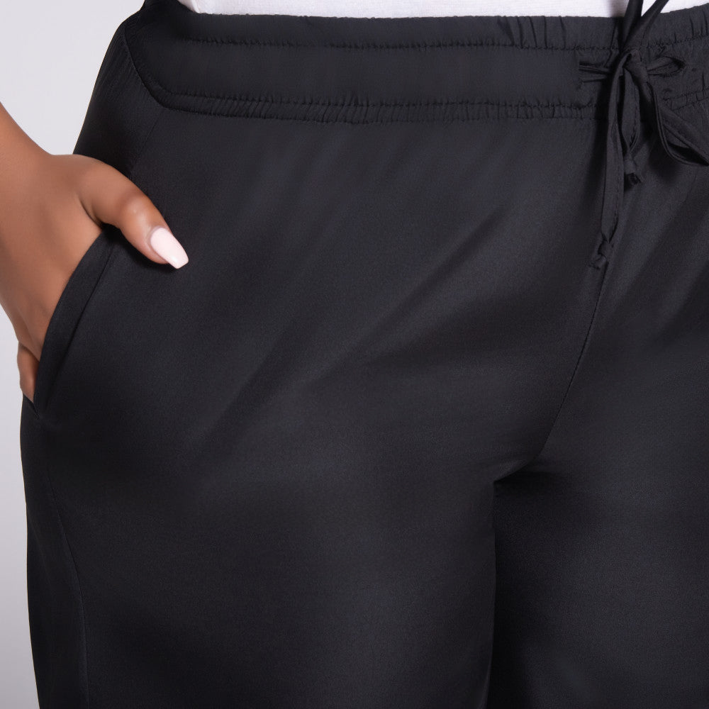 Black Long Sleeve Taffeta Zipper Top