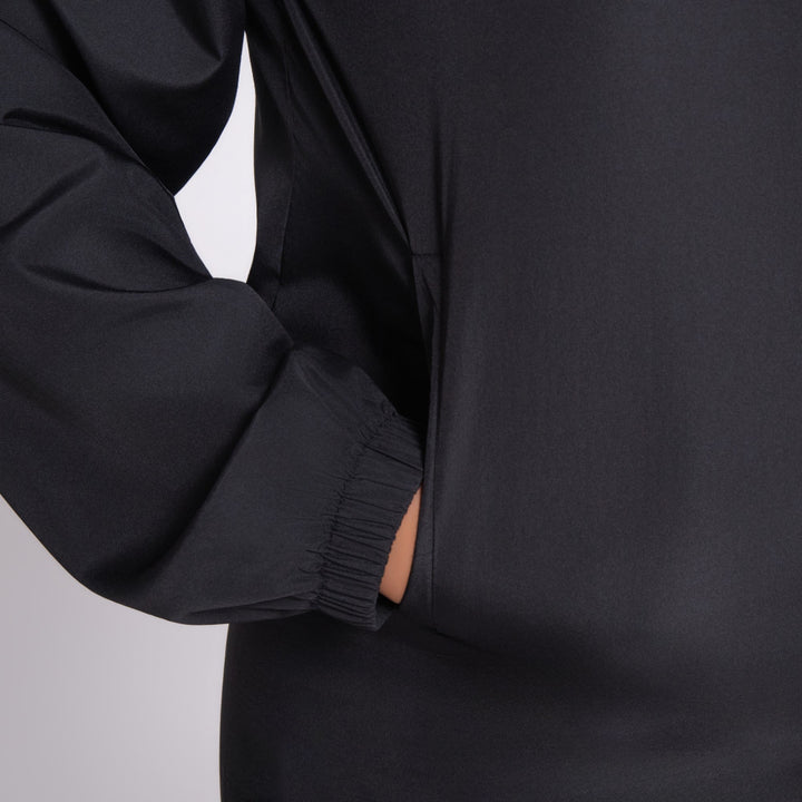 Black Long Sleeve Taffeta Zipper Top