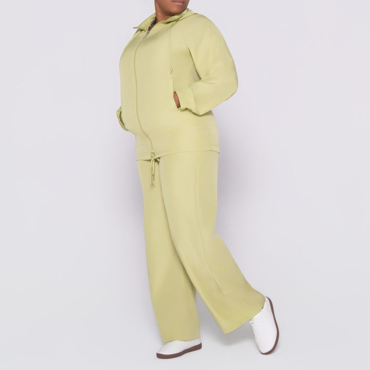 Chartreuse Long Sleeve Taffeta Zipper Top