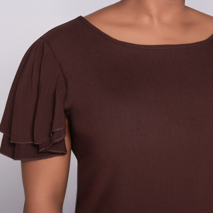Twin Pack Brown Short Sleeve Printed And Plain Tunic