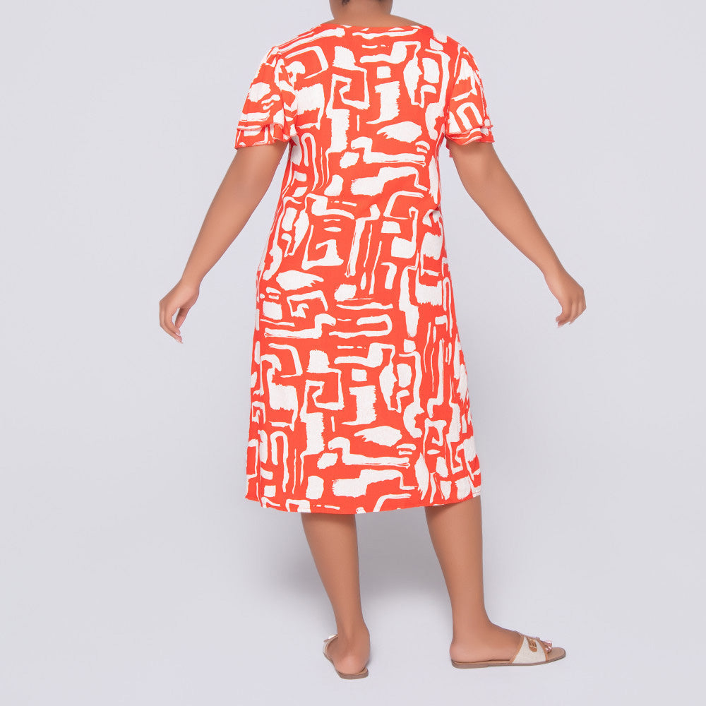 Twin Pack Terracotta Short Sleeve Printed And Plain Tunic