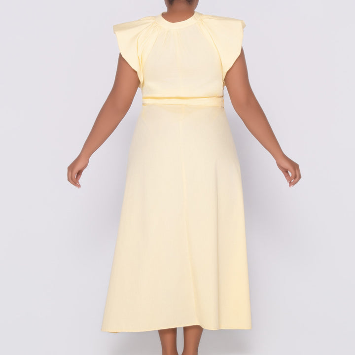Plain Lemon Poplin Dress