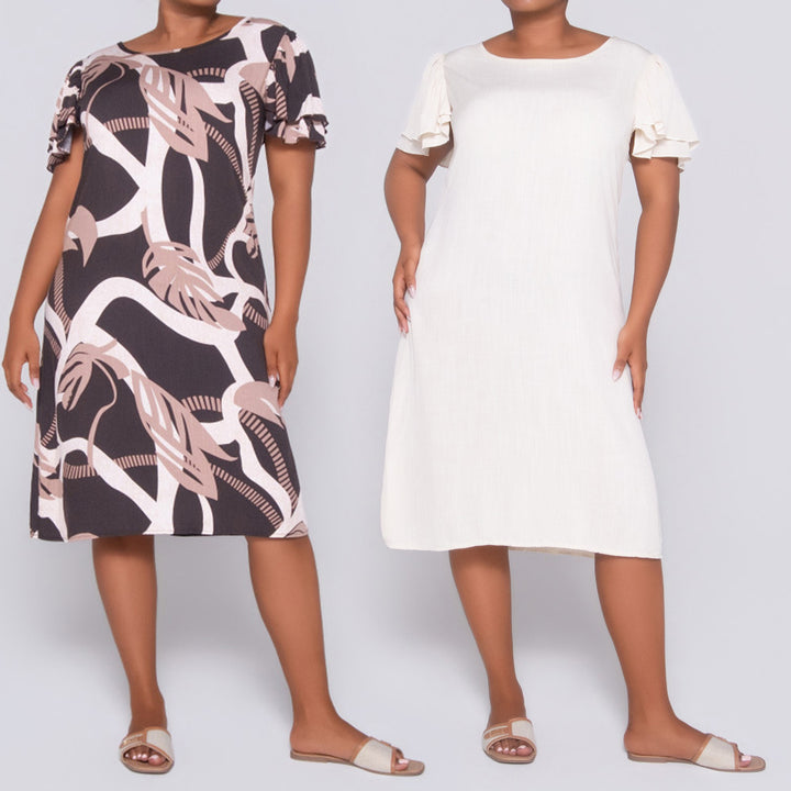 Twin Pack Plain And Printed Dress