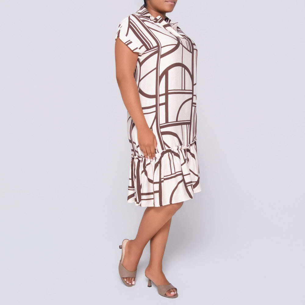 Choc/Stone Rayon Nylon Tunic