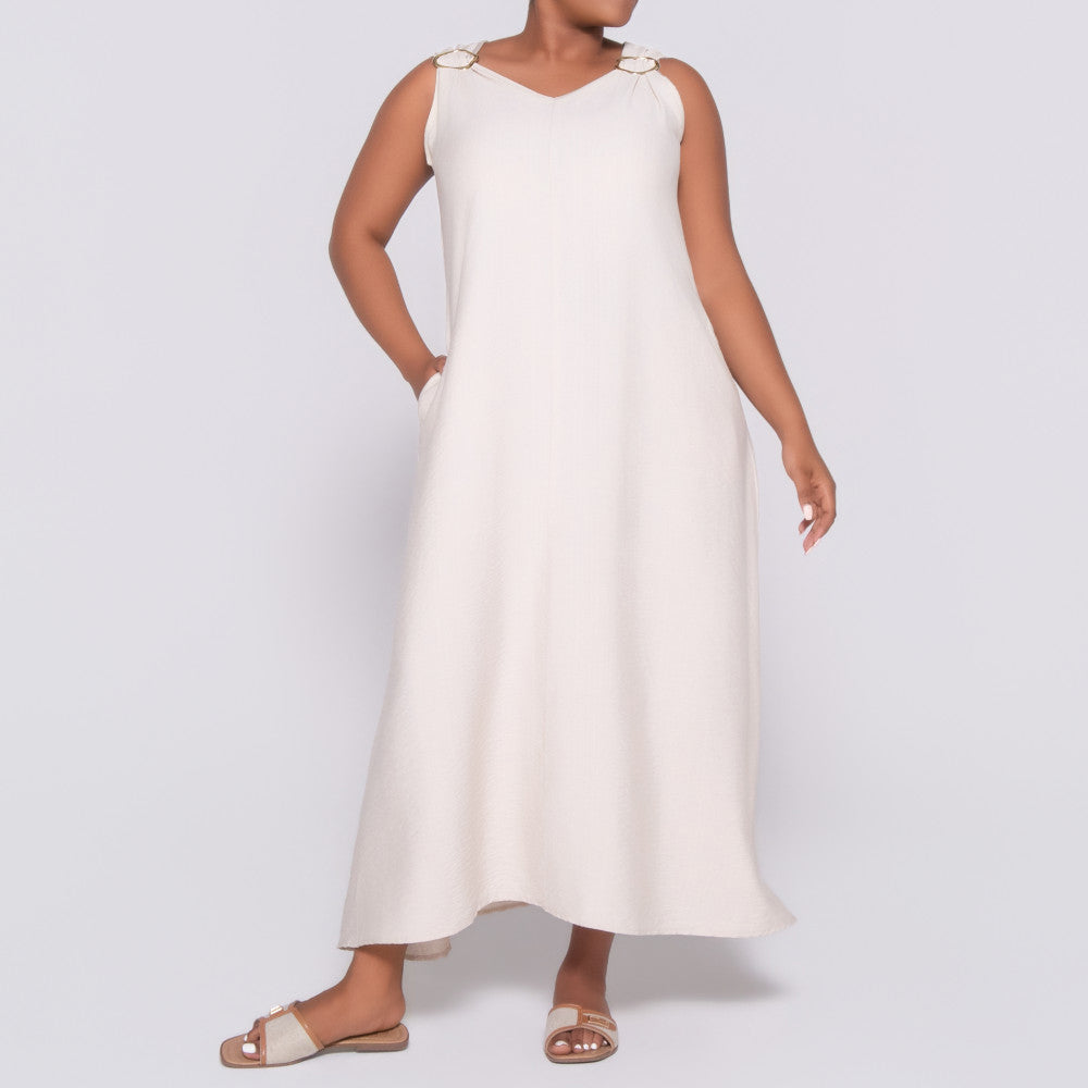 Sleeveless Stone Nylon Rayon Dress