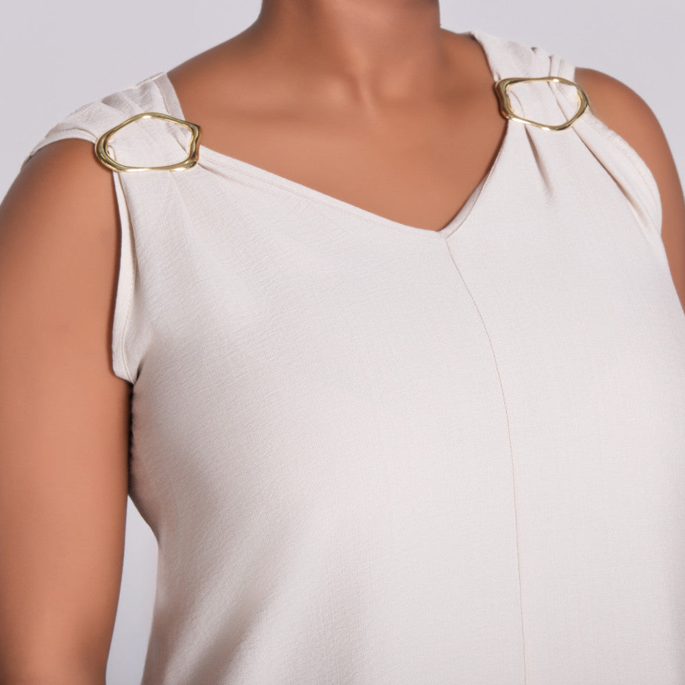 Sleeveless Stone Nylon Rayon Dress