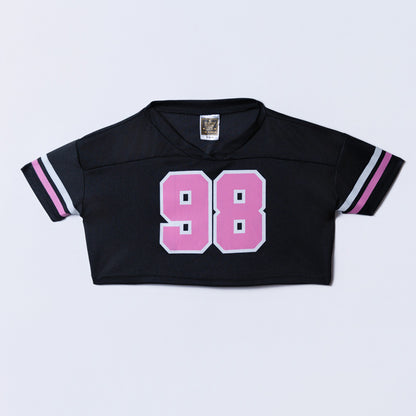 Girls Crop Black Baseball Tee