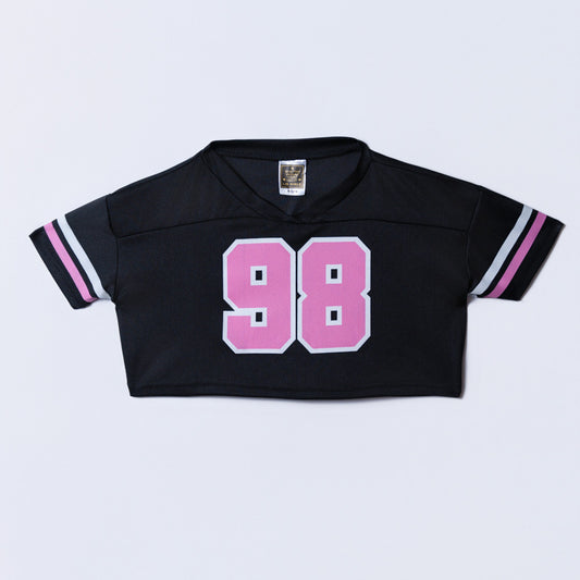 Girls Crop Black Baseball Tee
