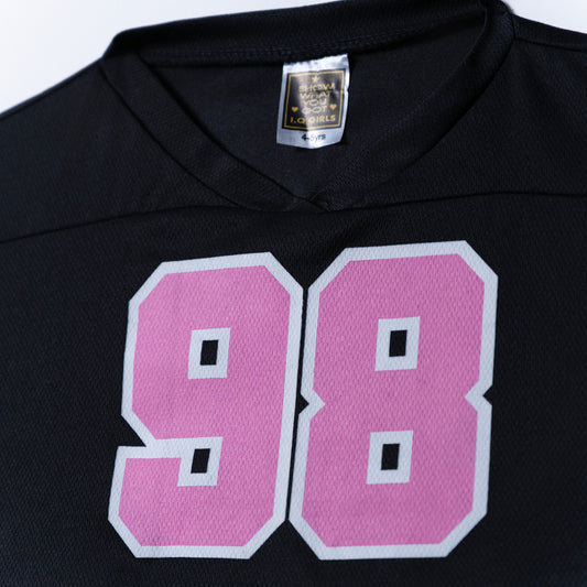 Girls Crop Black Baseball Tee