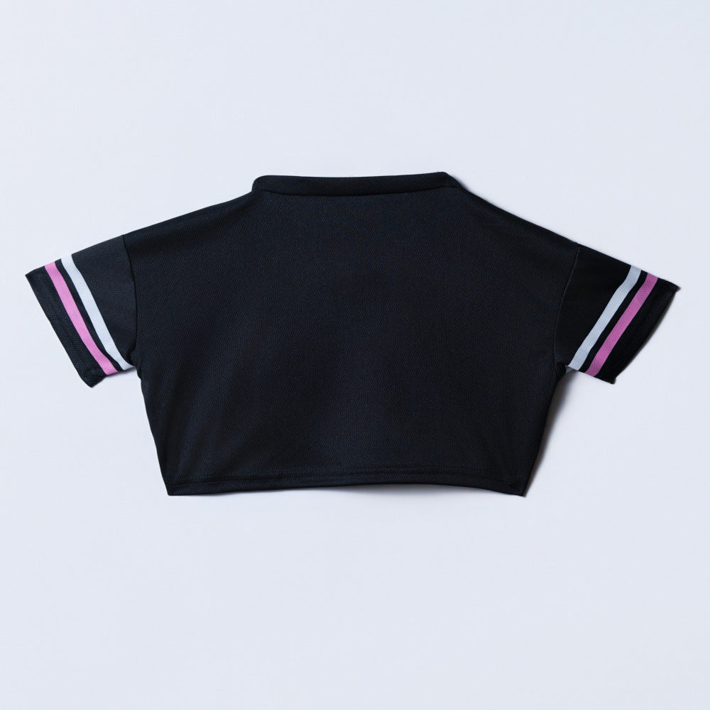 Girls Crop Black Baseball Tee