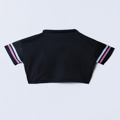 Girls Crop Black Baseball Tee