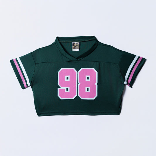 Girls Crop Bottle Green Baseball Tee