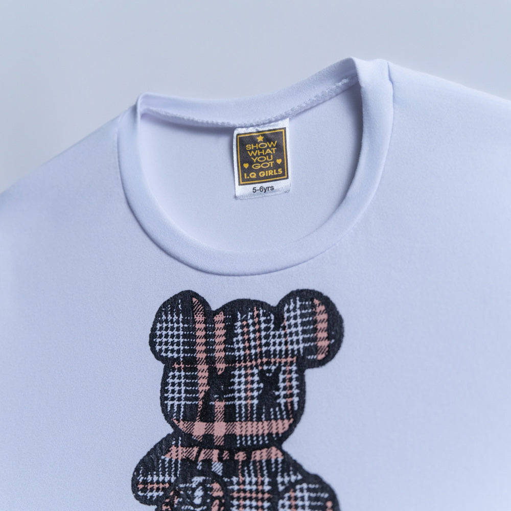 Girls Teddy Print Skirt And Top Set