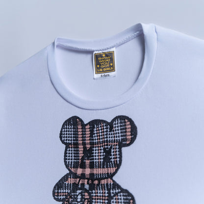 Girls Teddy Print Skirt And Top Set