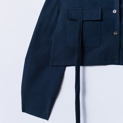 Girls Navy Poplin Crop Top