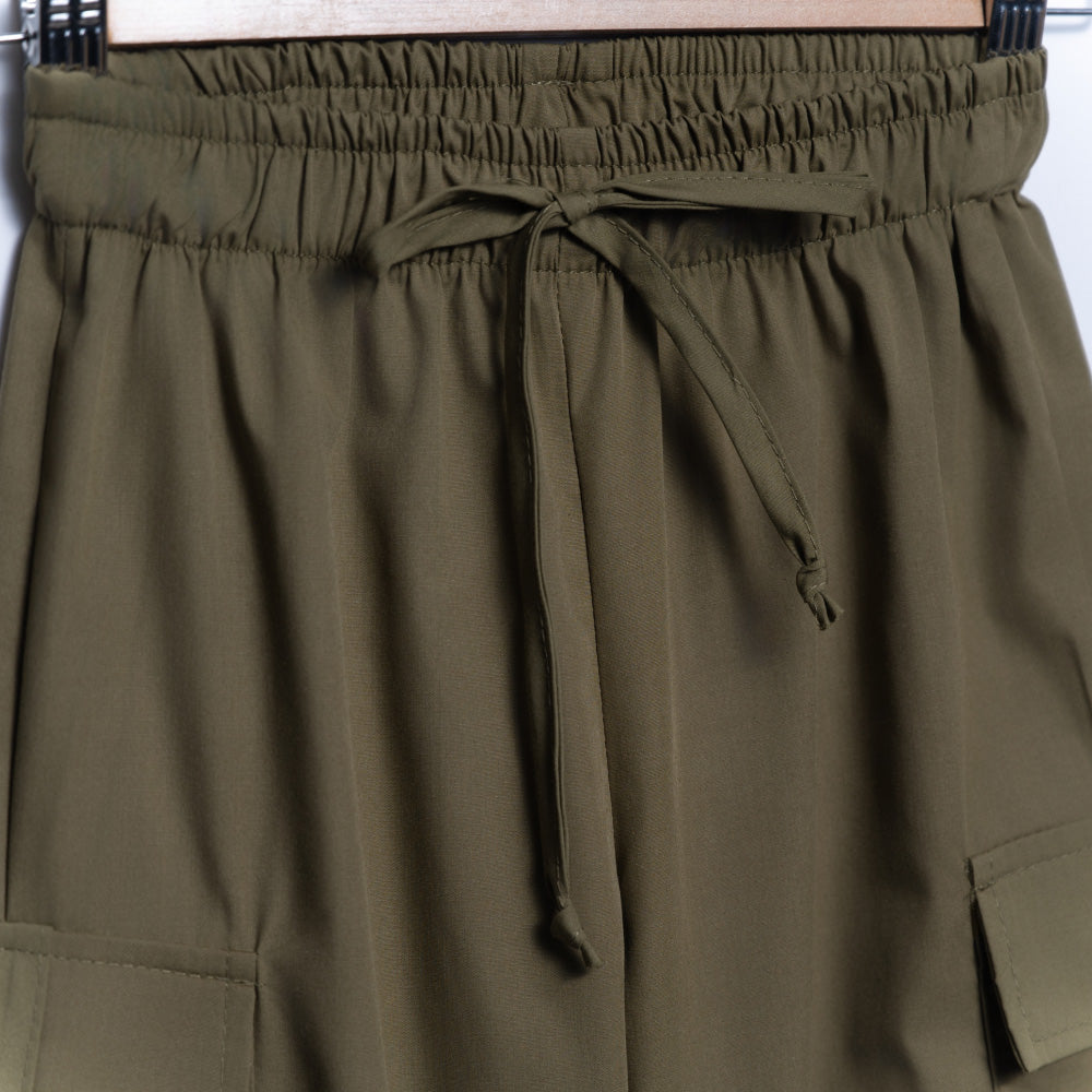 Girls Olive Poplin Crop Top