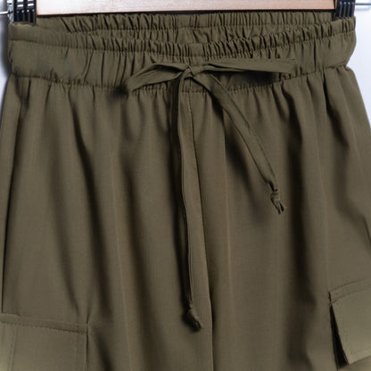 Girls Olive Poplin Crop Top