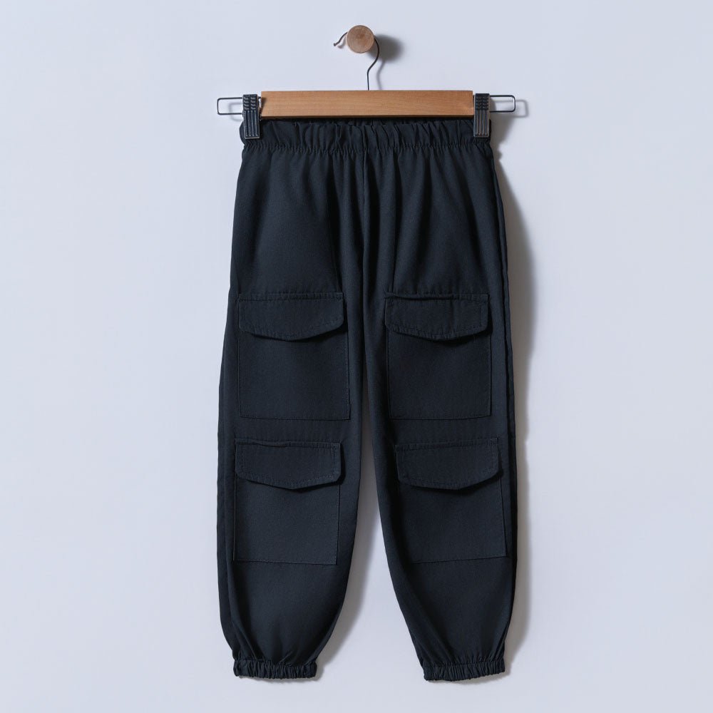 Girls Black Cargo Pants