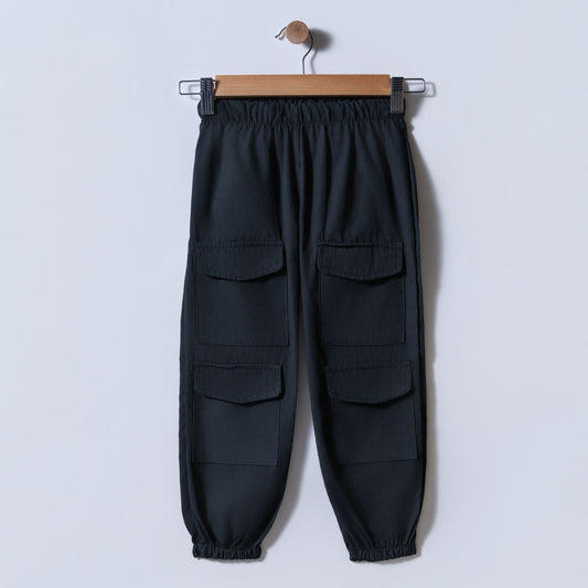 Girls Black Cargo Pants