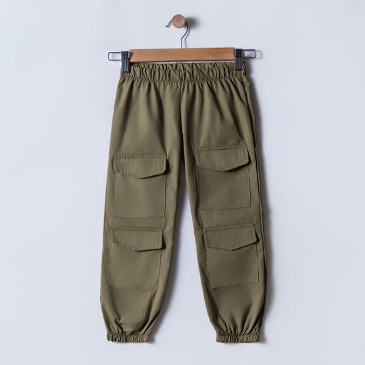 Girls Olive Cargo Pants