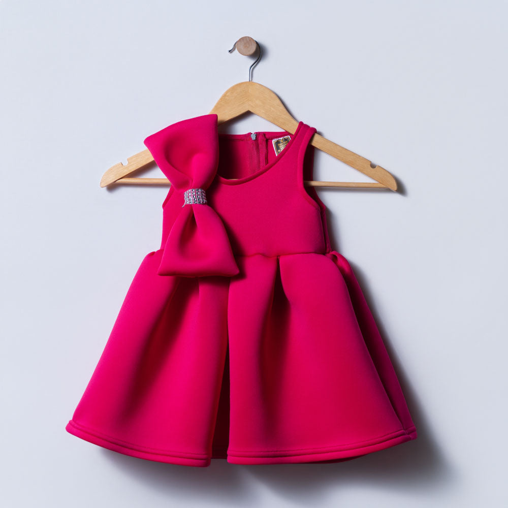 Girls Cerise Bow Edit Party Dress