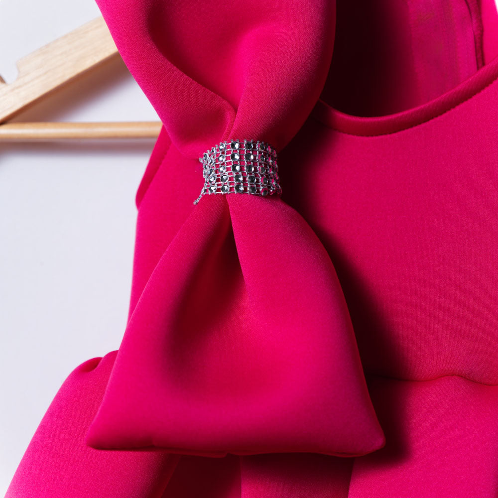 Girls Cerise Bow Edit Party Dress