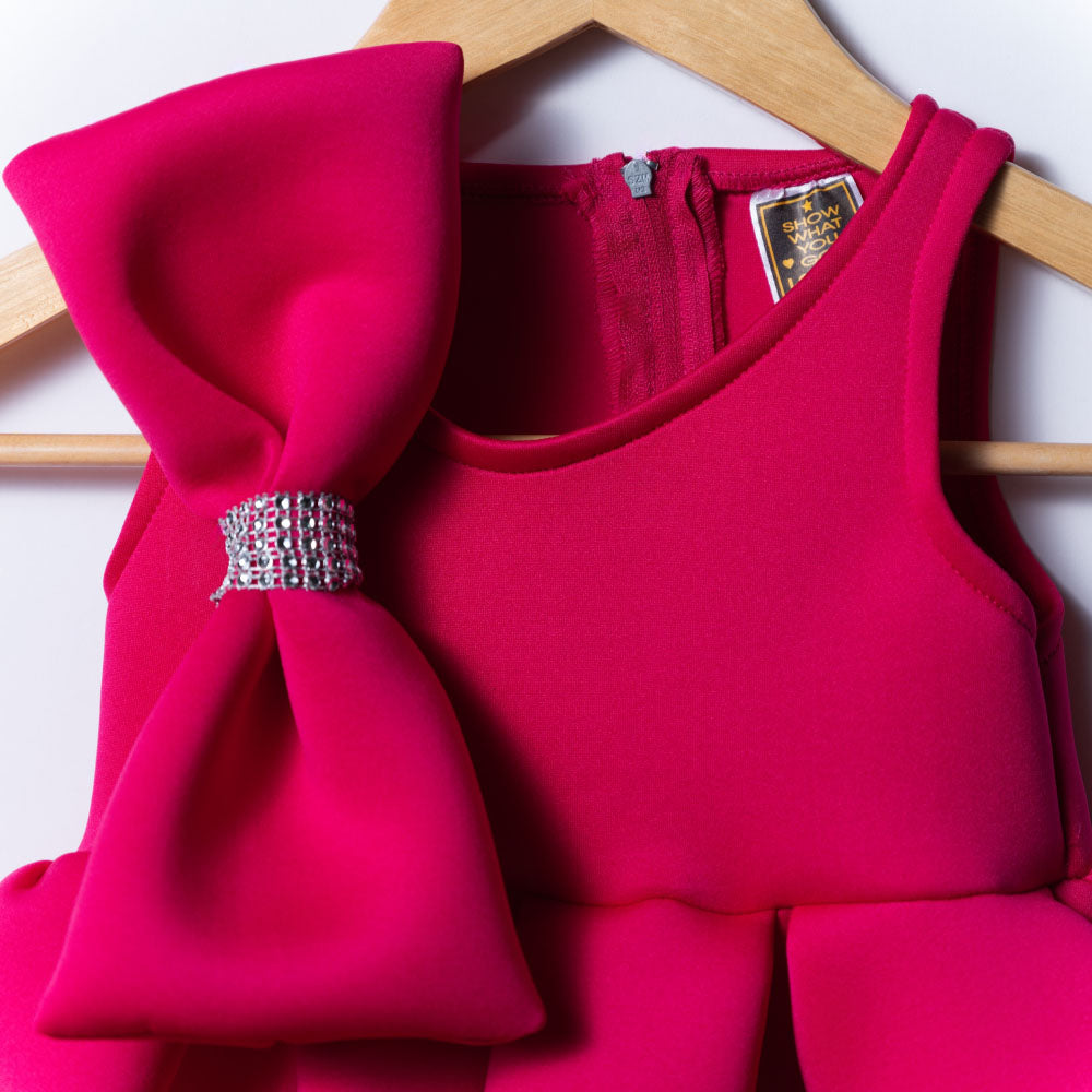 Girls Cerise Bow Edit Party Dress