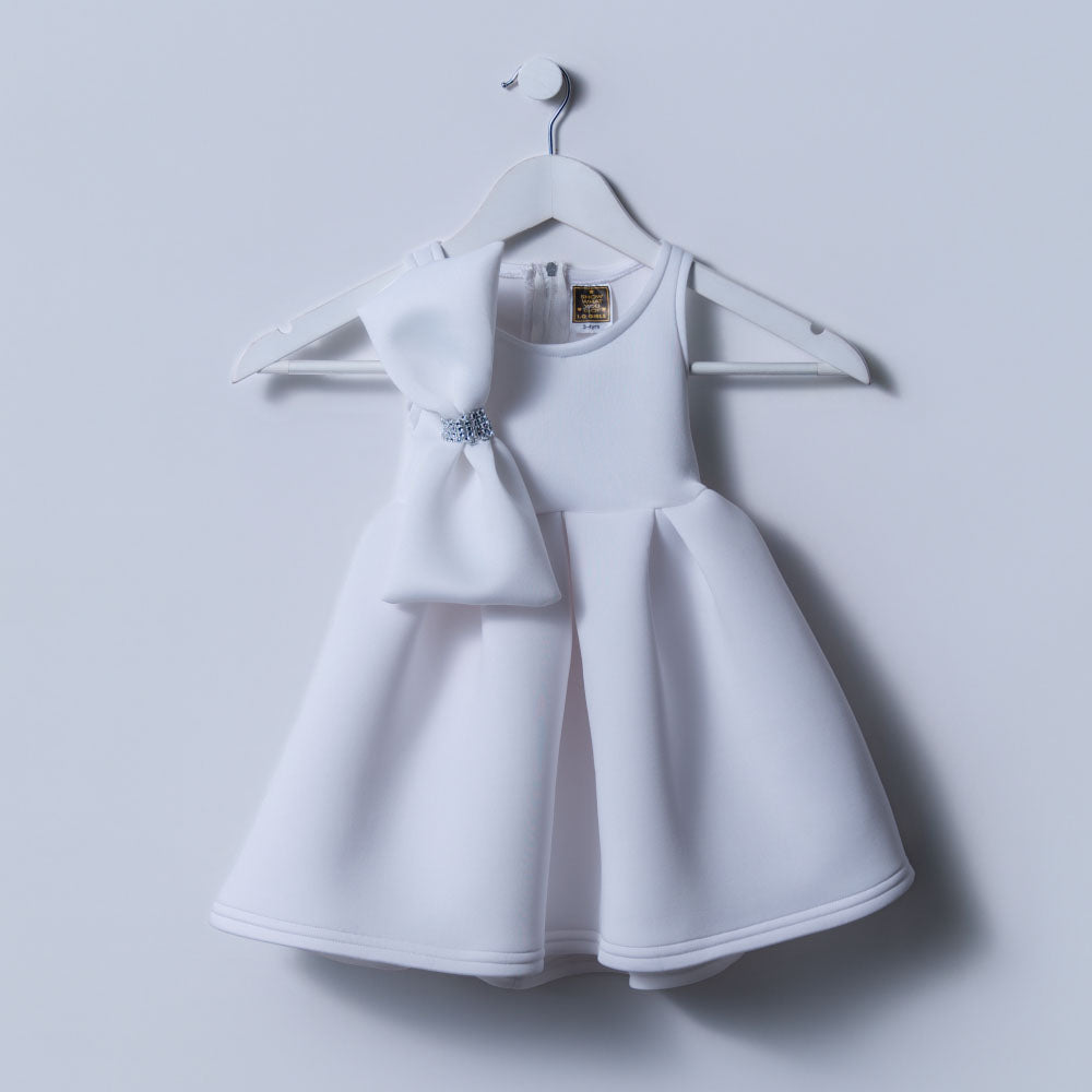 Girls White Bow Edit Party Dress