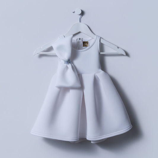 Girls White Bow Edit Party Dress