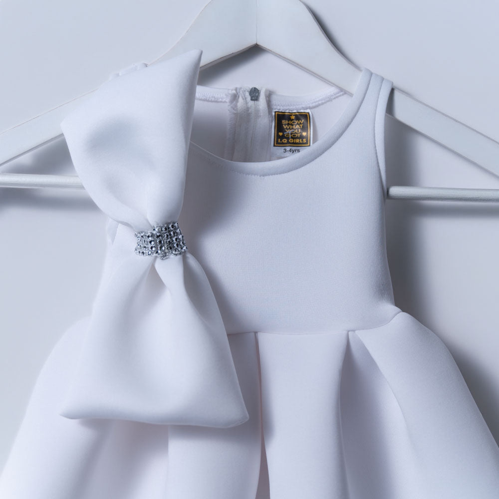 Girls White Bow Edit Party Dress