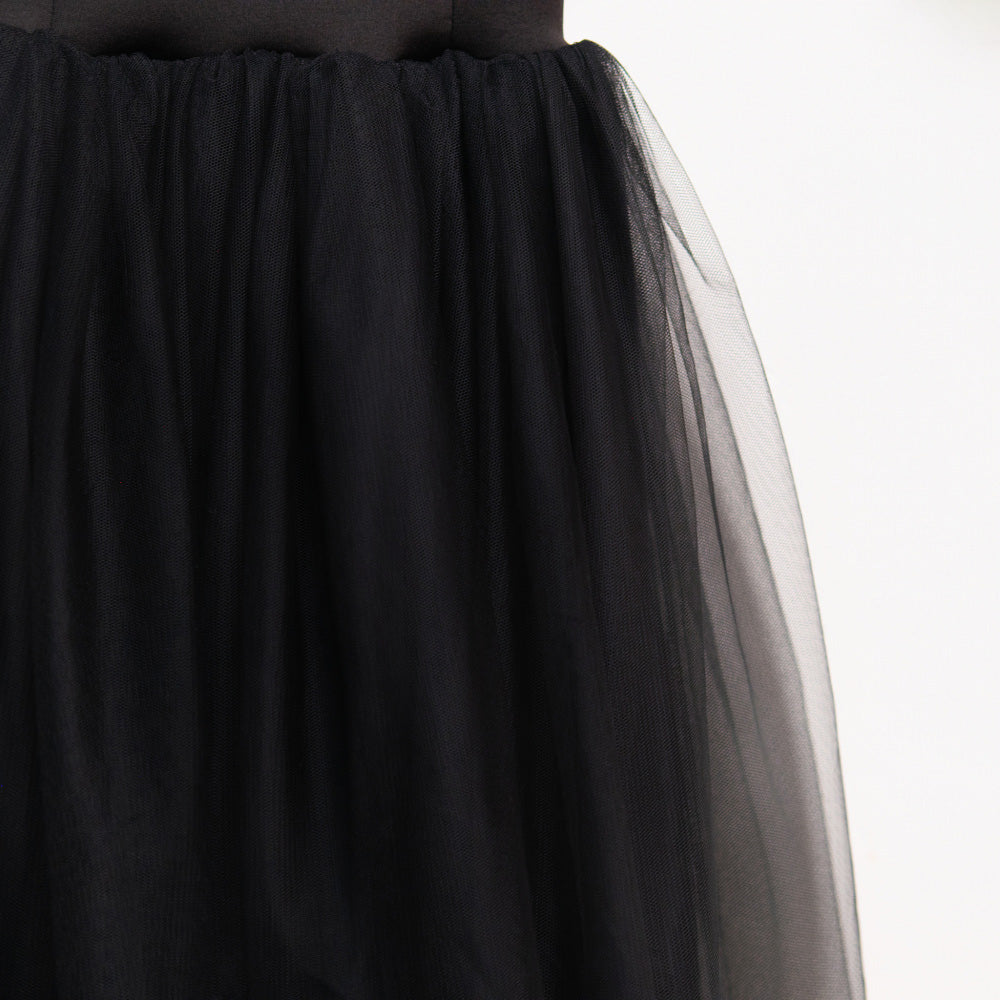 Girls Mesh Scuba Black Party Dress