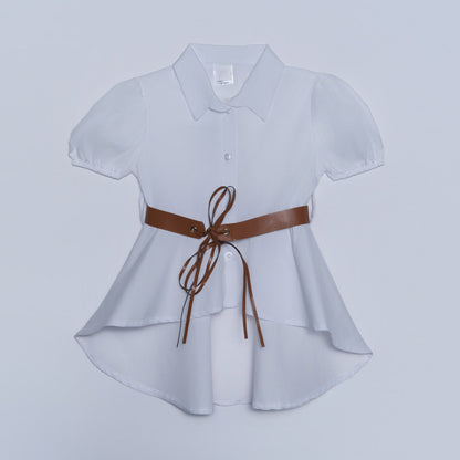 Girls White Poplin Top