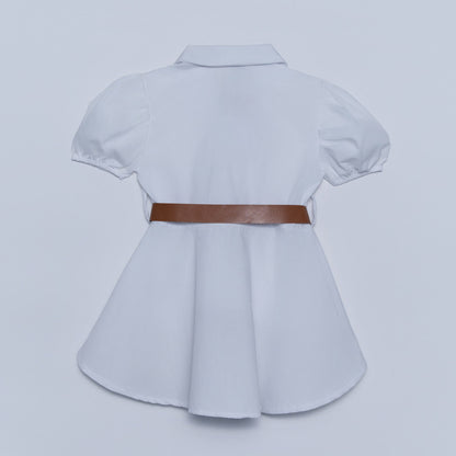 Girls White Poplin Top