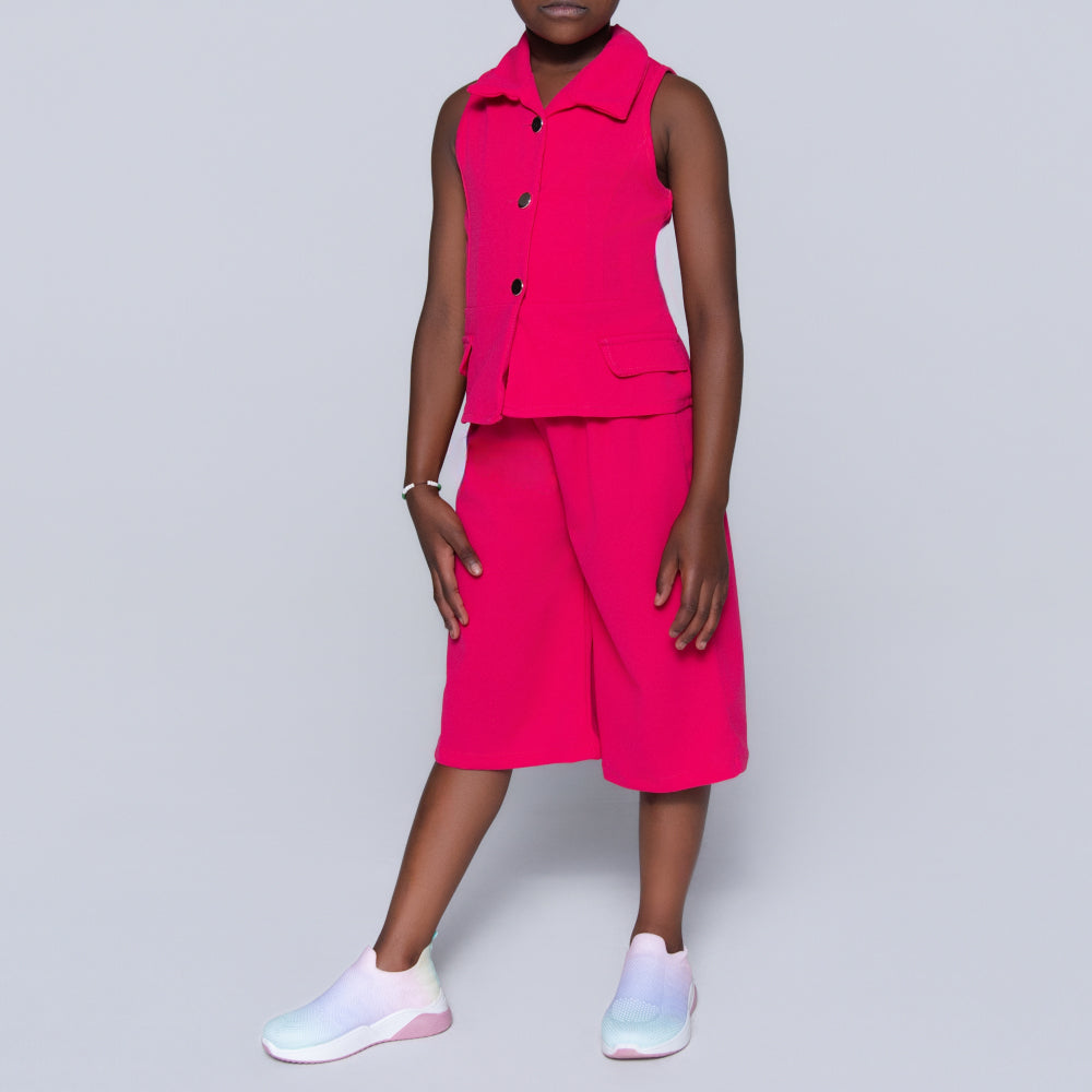 Cerise Girls Scuba Top And Pants