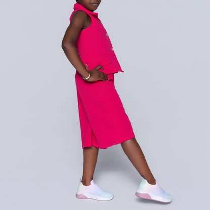 Cerise Girls Scuba Top And Pants