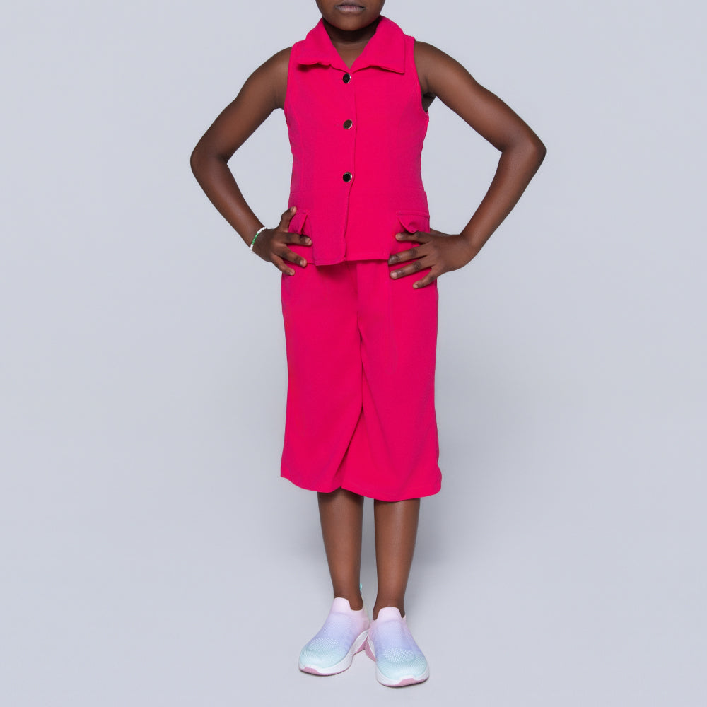 Cerise Girls Scuba Top And Pants