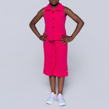 Cerise Girls Scuba Top And Pants