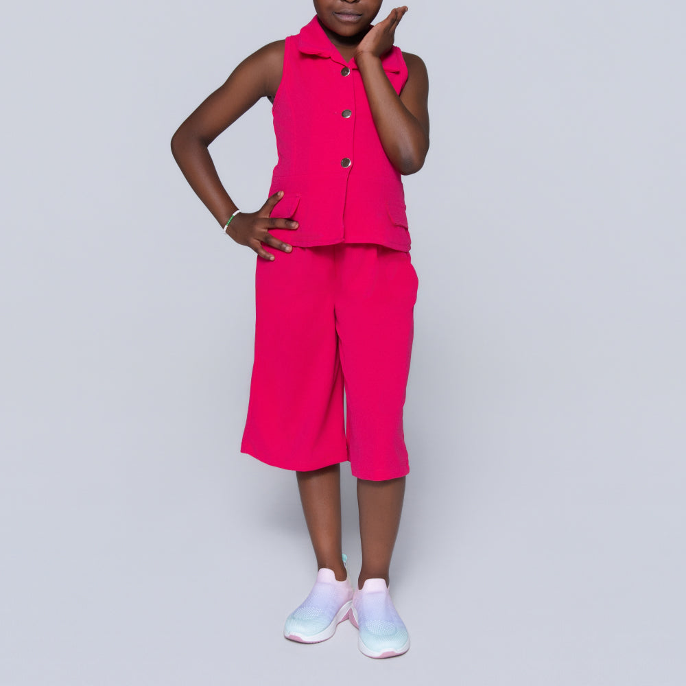 Cerise Girls Scuba Top And Pants
