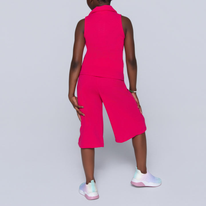 Cerise Girls Scuba Top And Pants