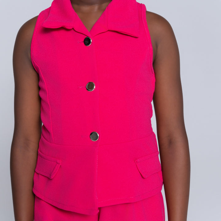 Cerise Girls Scuba Top And Pants