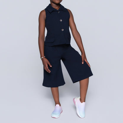 Navy Girls Scuba Top And Pants