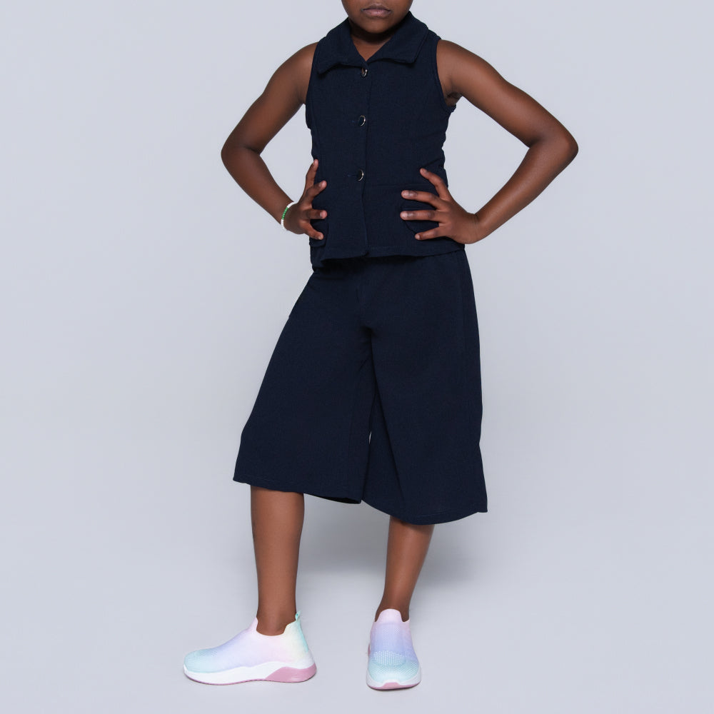 Navy Girls Scuba Top And Pants