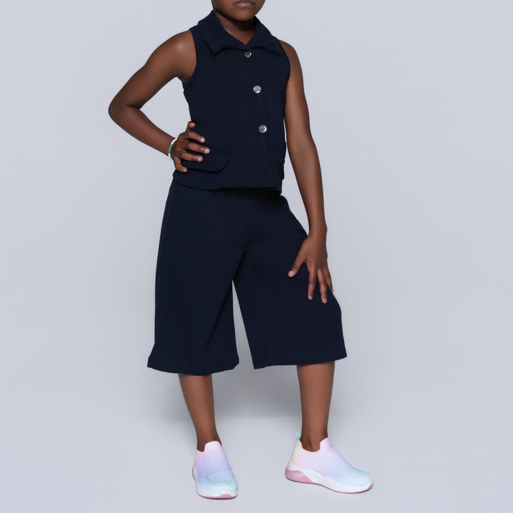 Navy Girls Scuba Top And Pants