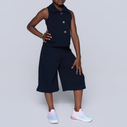 Navy Girls Scuba Top And Pants